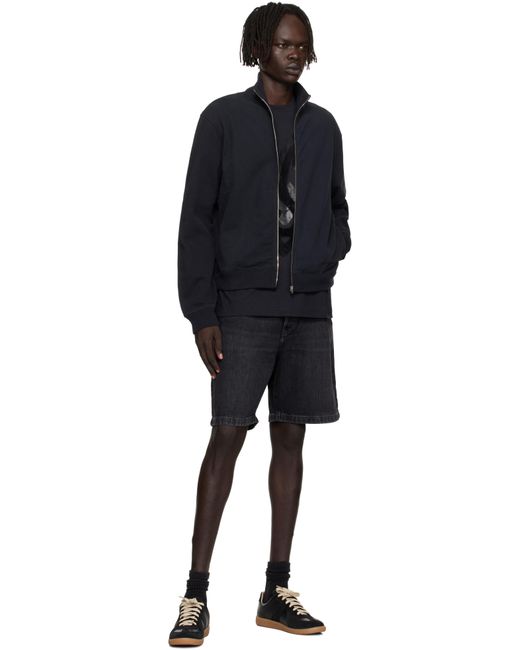 メンズ Acne ブラック ジップアップ スウェットシャツ Blue