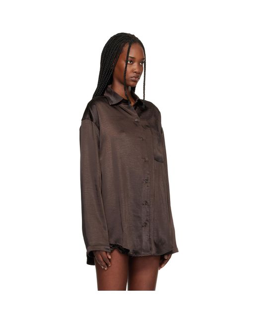 Skims Brown Lightweight Satin Oversized Shirt