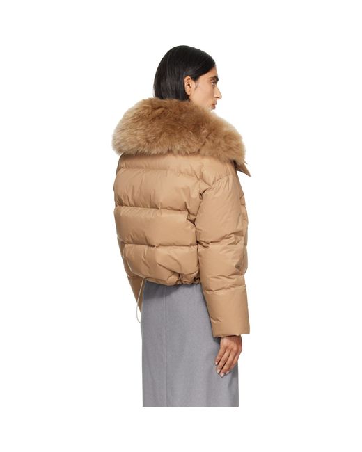 Yves Salomon Multicolor Waterproof Technical Lambswool Trim Short Down Jacket