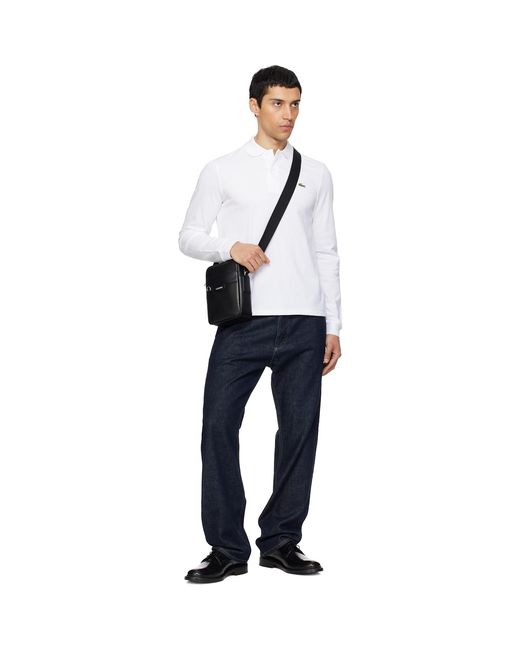 Lacoste Black Ossian Leather Satchel Bag for men