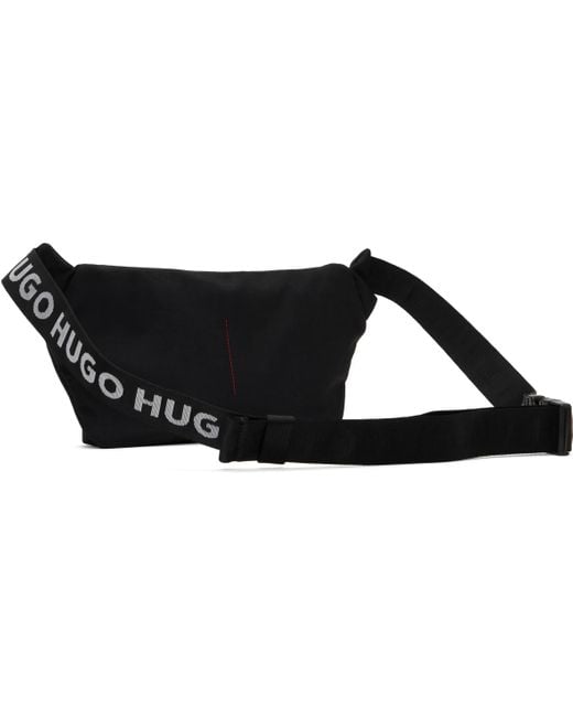 HUGO Black Logo Patch Belt Bag for men