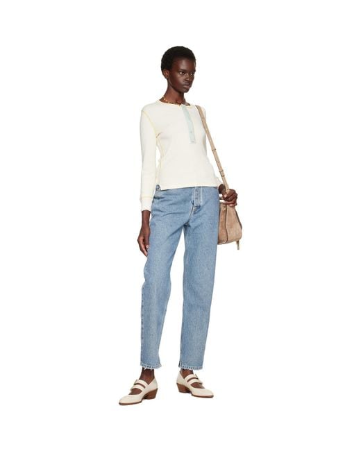 Chloé White Off- Fitted Cotton Jersey Henley