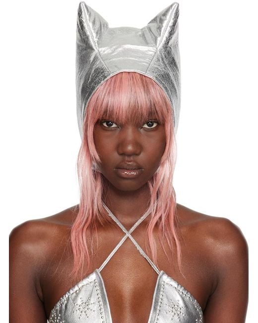 Im Sorry by Petra Collins Metallic Ssense Exclusive Mimi Wade Edition Cat Leather Hat
