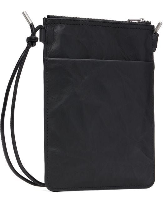 Y-3 Black Leather Crossbody Pouch for men
