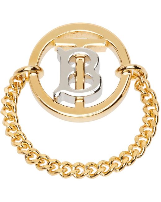 Burberry Metallic Gold Monogram Motif Ring