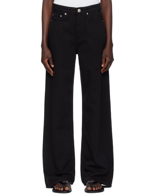 Rag & Bone Black Featherweight Logan Wide-Leg Jean