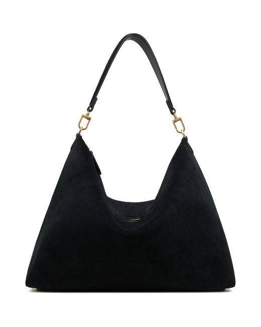 Totême Black Medium Bevel Suede Bag