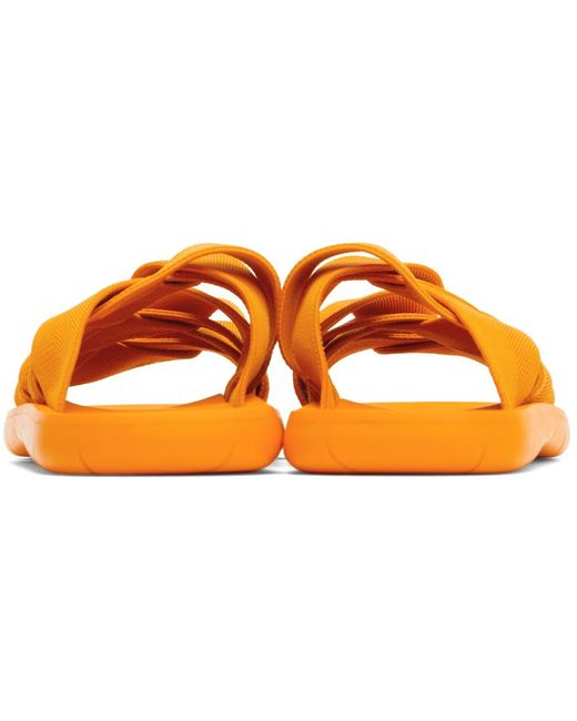 Bottega Veneta Black Orange Intrecciato Slides for men