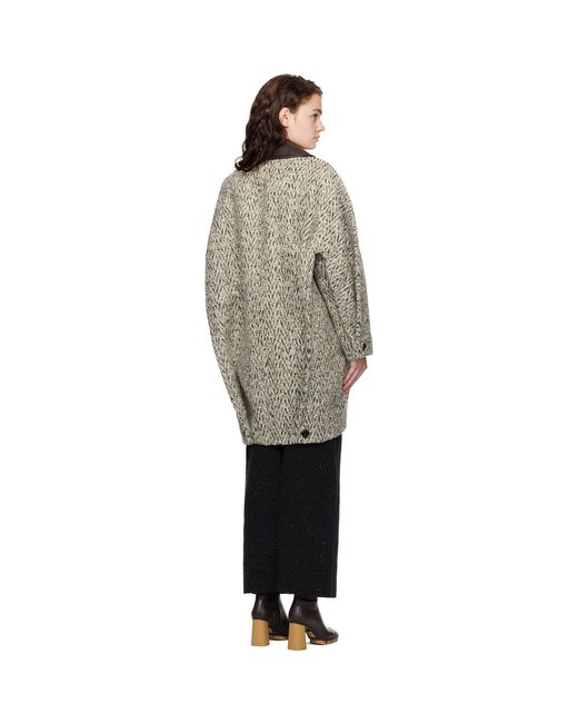 Bottega Veneta Black Wool Boucle Chevron Coat