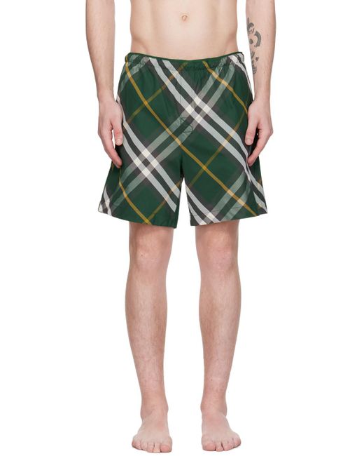 Burberry Green Check Swim Shorts for men