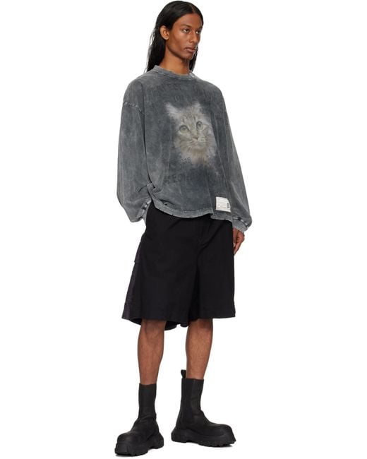 Maison Mihara Yasuhiro Bleached Cat Print Long Sleeve T