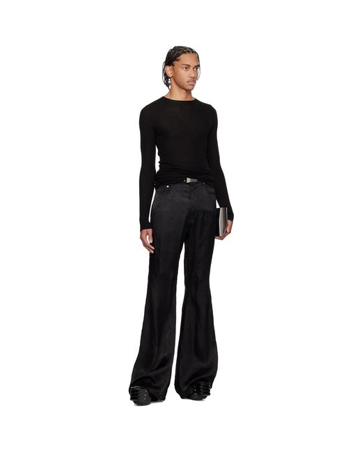 Rick Owens Black Temple Ribbed Round Neck Sweater for men
