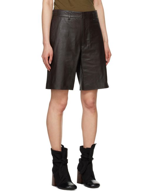 Lemaire Black Lined Leather Shorts