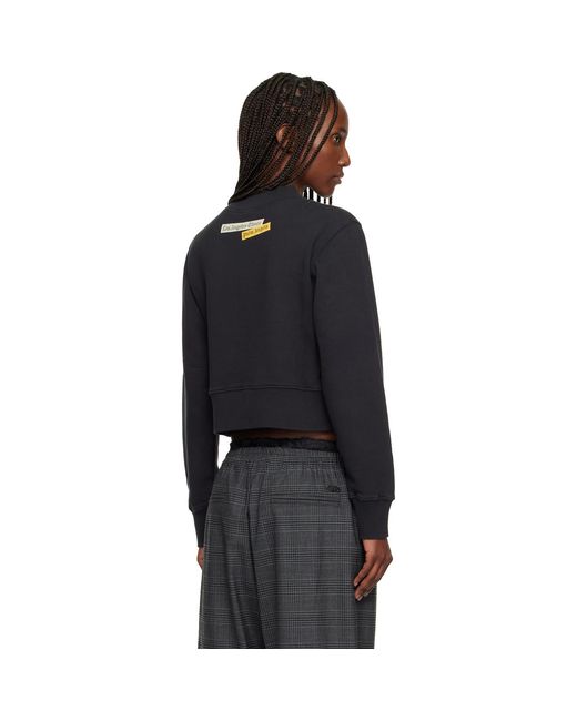 Palm Angels Black La Times Edition News Fitted Crew Sweatshirt