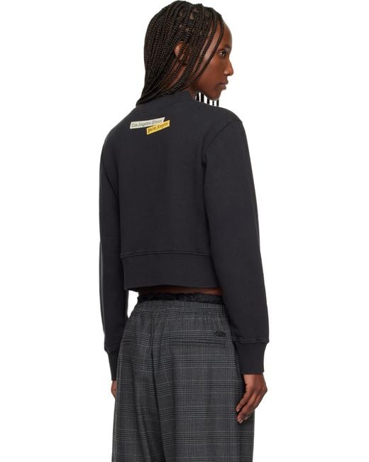 Palm Angels Black La Times Edition News Fitted Crew Sweatshirt