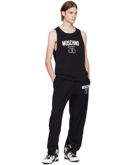 Moschino Black Printed Tank Top for men