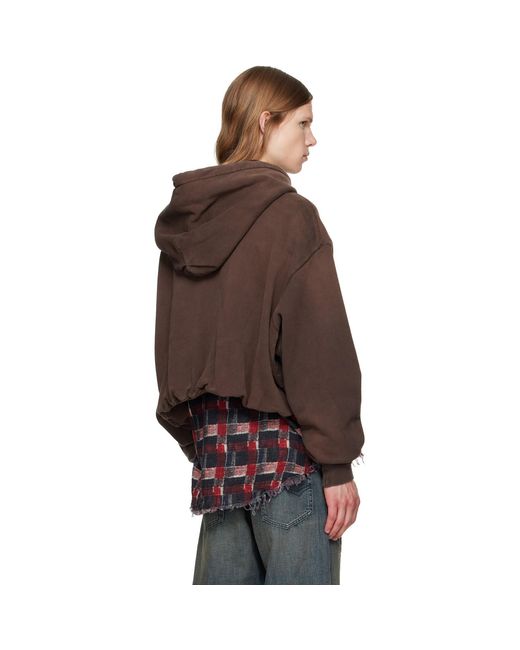 R13 Brown 'I Never Liked You' Balloon Popover Hoodie for men