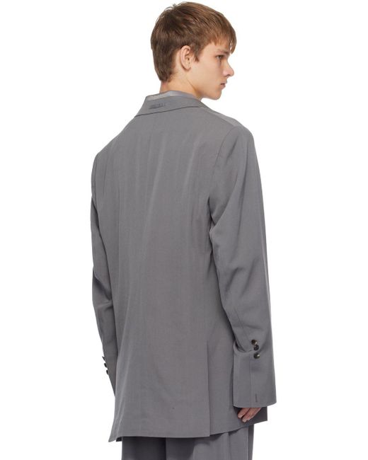 SOSHIOTSUKI Inside Lapel Blazer in Gray for Men | Lyst