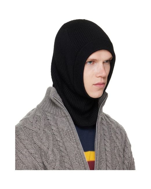 Rier Black Wool Balaclava for men