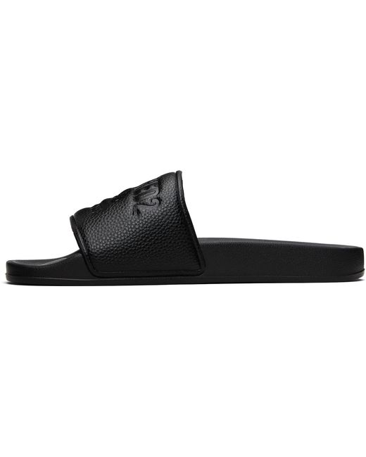 DSquared² Black Embossed-Logo Slides for men