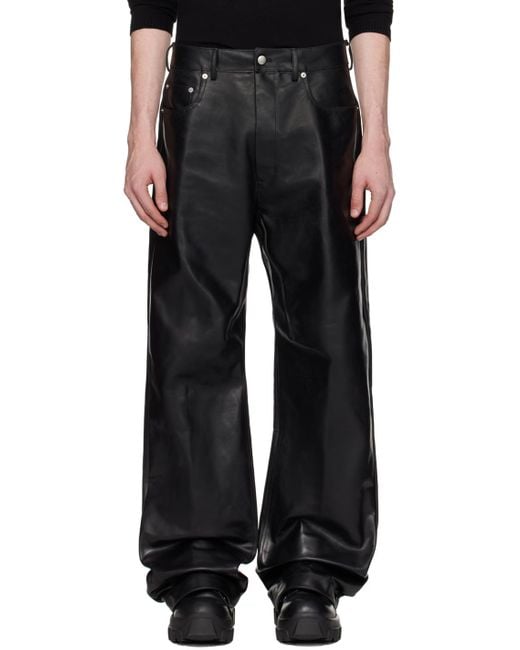 Rick Owens Black Geth Leather Pants for men