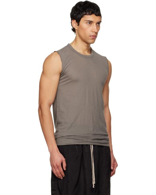 Rick Owens メンズ ブラック グレー Temple Basic Sl タンクトップ