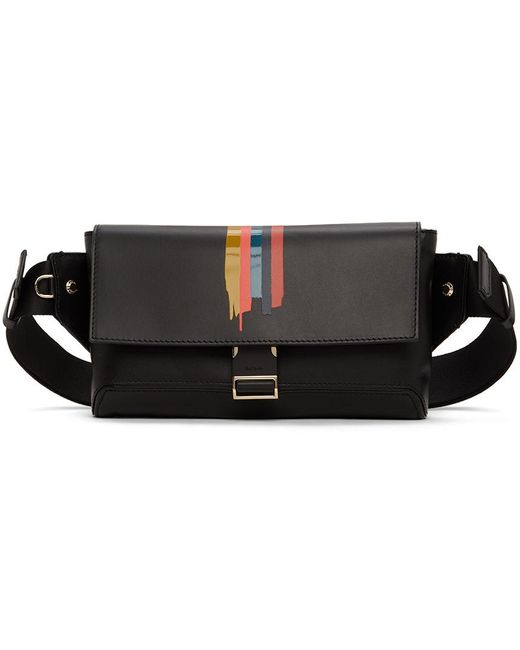 Paul Smith Black Painted Stripe Messenger Bag for men