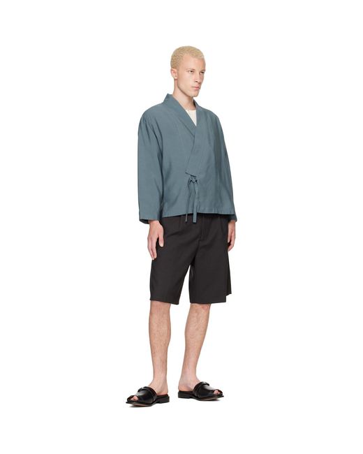 KENZO Blue Paris Viscose & Wool Kimono Jacket for men