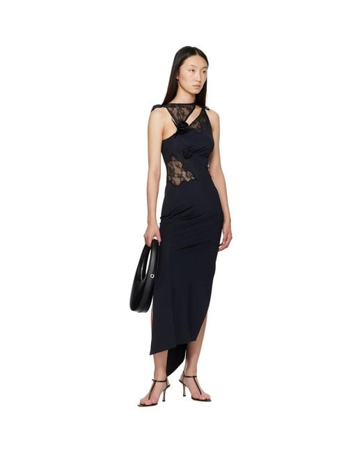 Coperni Black Lace Flower Midi Dress