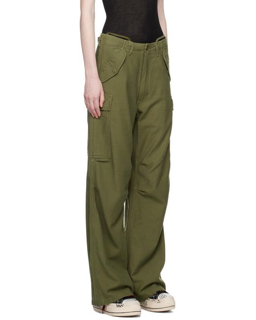 Pantalon cargo ample vert R13 en coloris Green