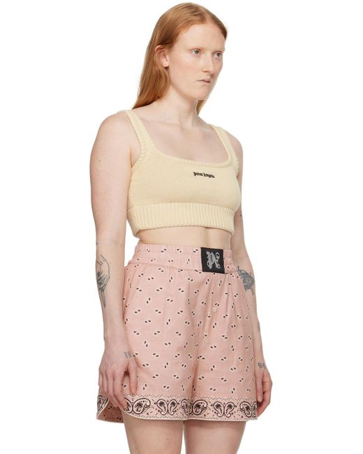 Palm Angels Pink Off-white Cropped Tank Top