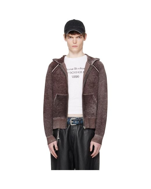 Acne Multicolor Burgundy Zipper Hoodie for men