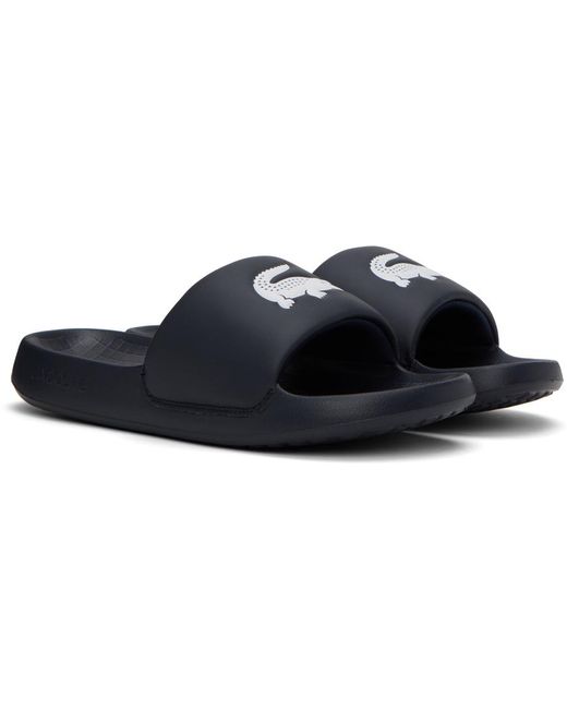 Lacoste Black Navy Croco 1.0 Slides for men