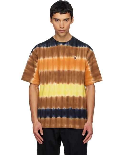 A Bathing Ape Orange Drip Stripe One Point T-Shirt for men
