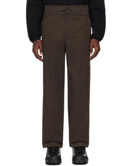 Pantalon brun à ceinture repliée GR10K pour homme en coloris Black