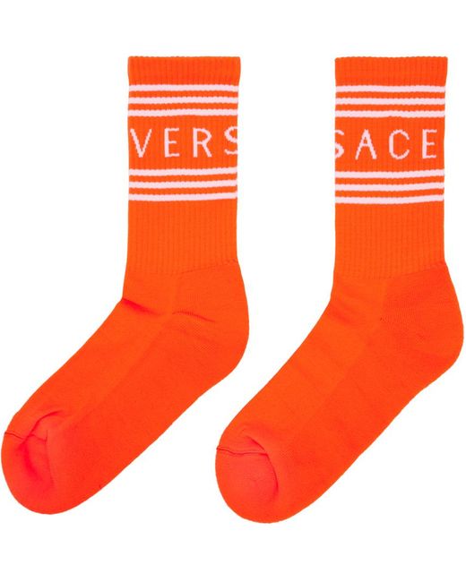 Versace Orange 90s Vintage Logo Socks for men