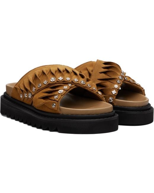Toga Virilis Brown Tan Suede Sandals for men