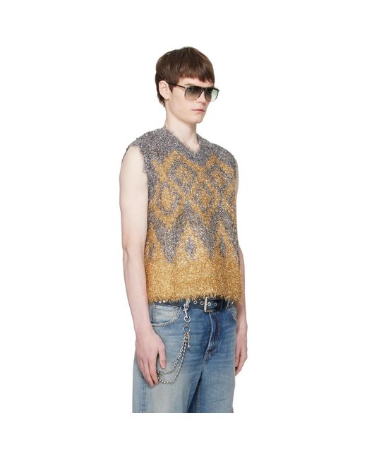 Acne Blue Metallic Knit Vest for men