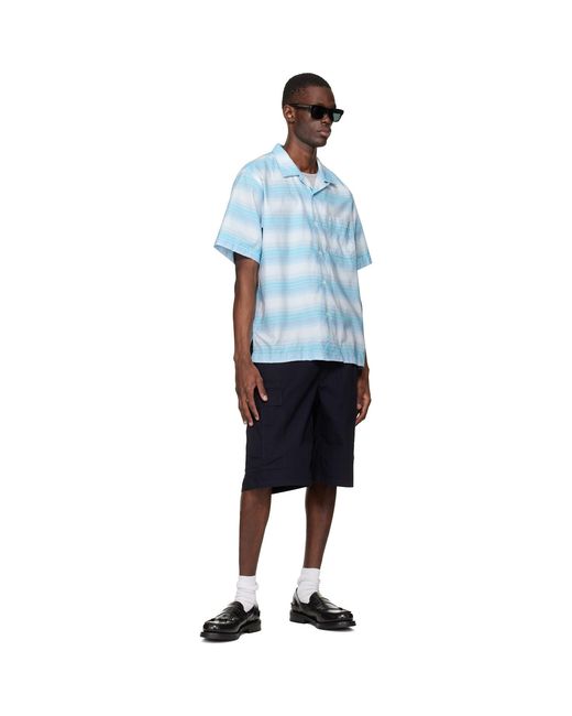Nanamica Blue Open Collar Pique/Shirt for men