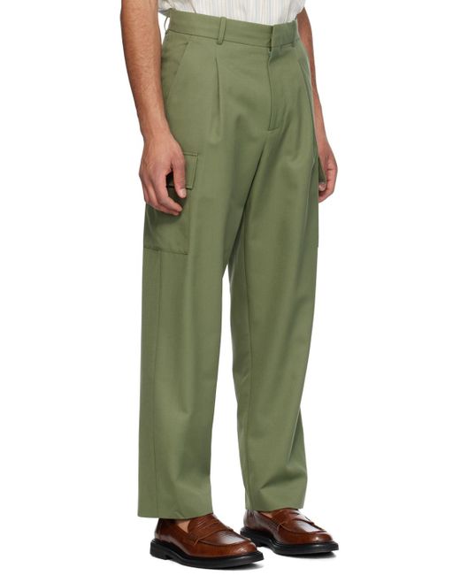 Drole de Monsieur Green Khaki 'Le Pantalon Cargo Laine' Cargo Pants for men
