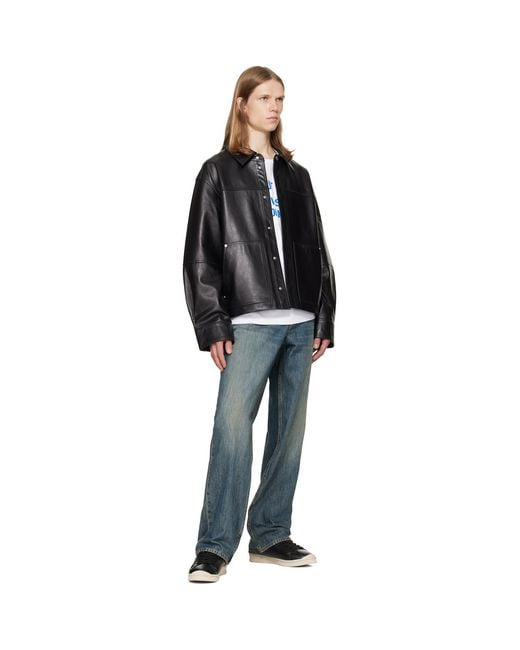 Helmut Lang Black Bonded Leather Jacket for men