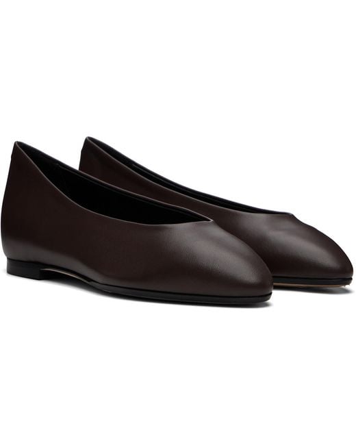 Aeyde Black Ellie Almond-Toe Ballerina Flats