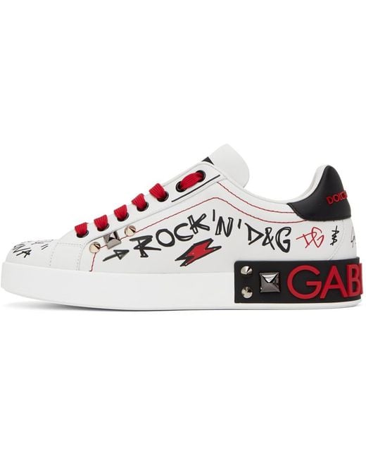 Dolce & Gabbana Black Dolce&gabbana White & Red Portofino Sneakers for men