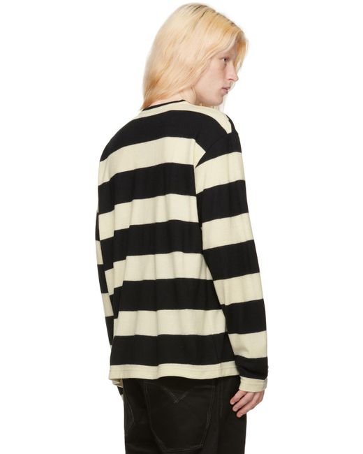 Junya Watanabe Black & Off-white Striped Long Sleeve T-shirt for men