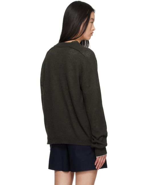 Our Legacy カーキ Rue Vネックセーター Black