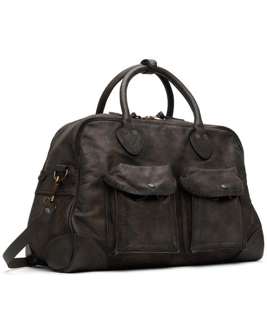 RRL Black Leather Duffle Bag for men