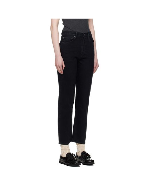 Agolde Black 90S Pinch Waist High Rise Straight Jeans