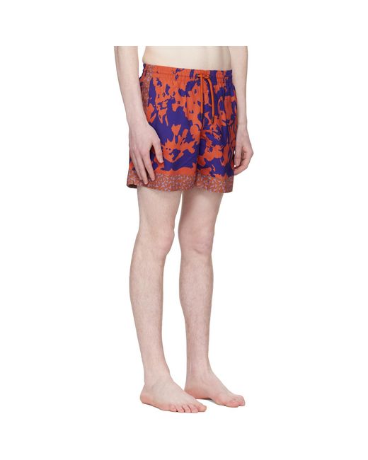 Dries Van Noten Red Printed Swim Shorts for men