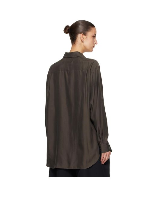 Ssstein Black Cupro Twill Oversized Ls Shirt