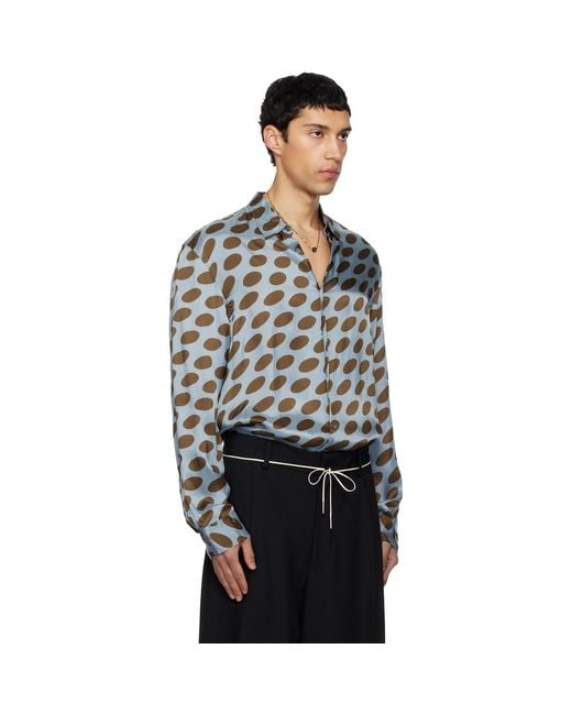 Dries Van Noten Black Polka-Dot Satin Shirt for men